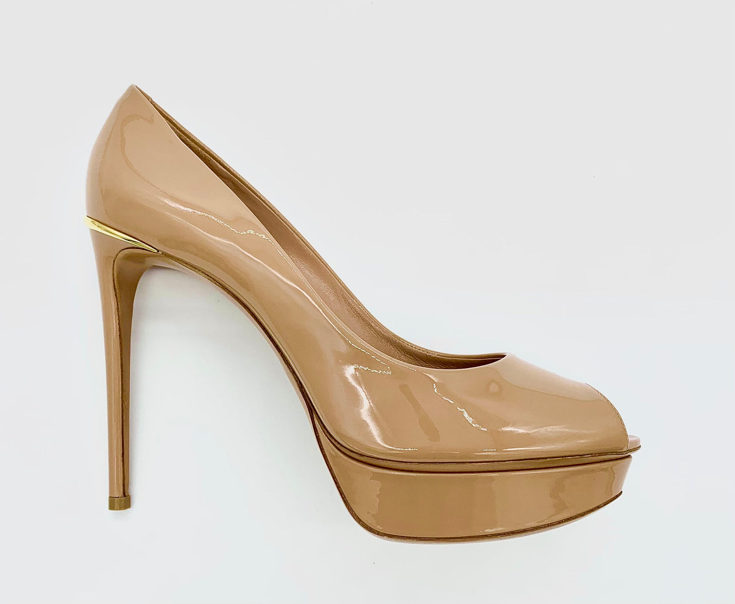 Louis Vuitton PATENT PEEP TOE STILETTO PUMP Leather Shoes