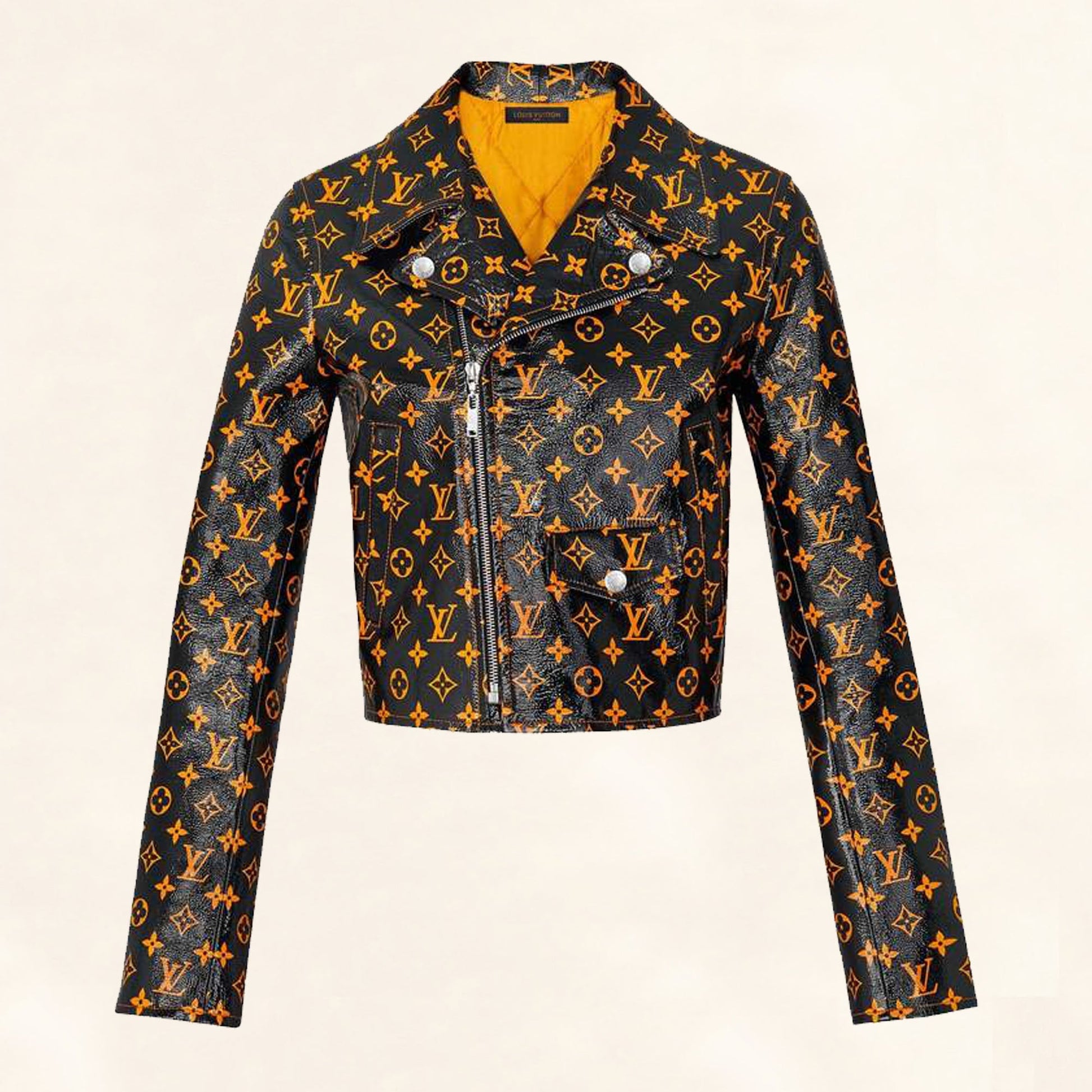 Louis Vuitton Monogram Printed Leather Biker Jacket 1A4Z18