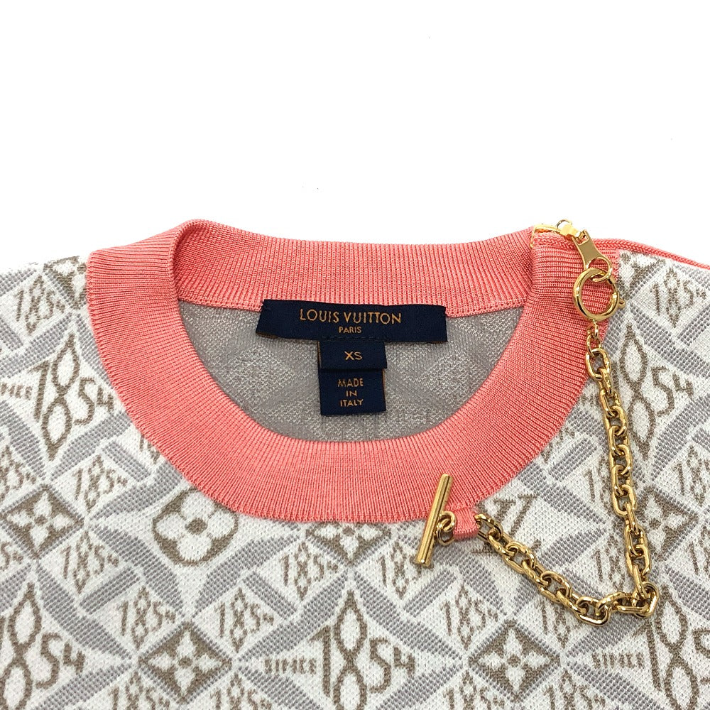 Louis Vuitton knit Silk contrast trim XS Monogram Cotton Pink Gray Handbag
