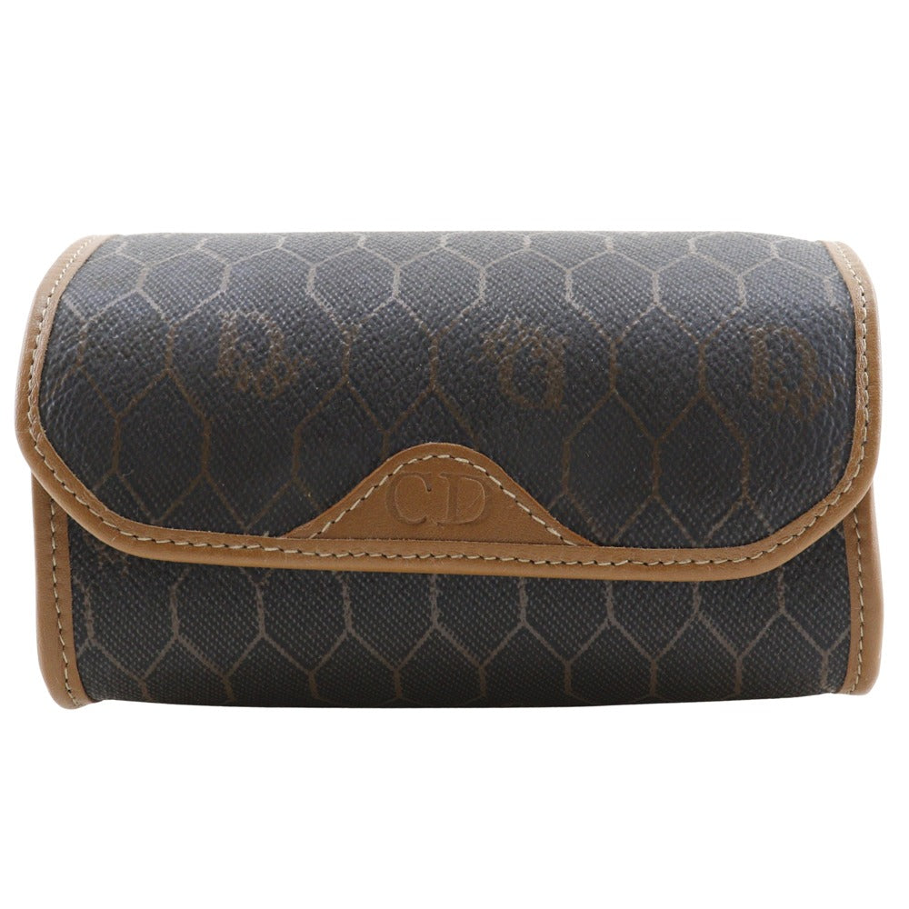 Dior Christian Pouch Pvc Novelty Honeycomb Pattern Unisex(Unisex) Brown Travel Bag