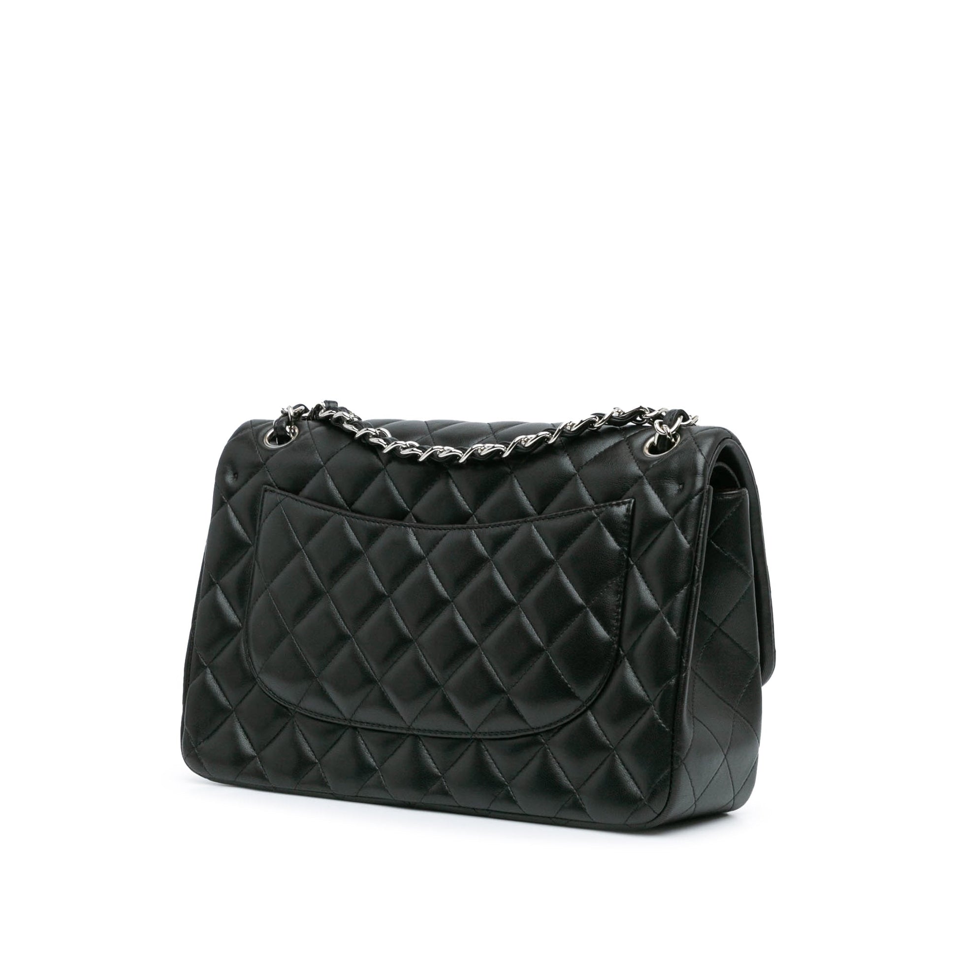 Black Chanel Jumbo Classic Lambskin Double Flap Shoulder Bag