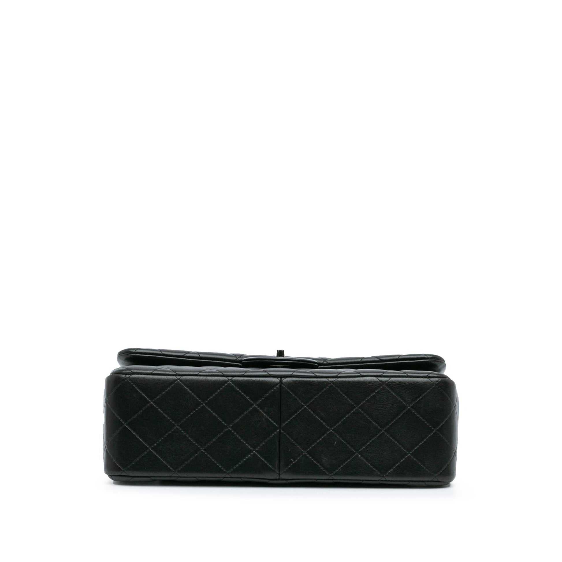 Black Chanel Jumbo Classic Lambskin Double Flap Shoulder Bag