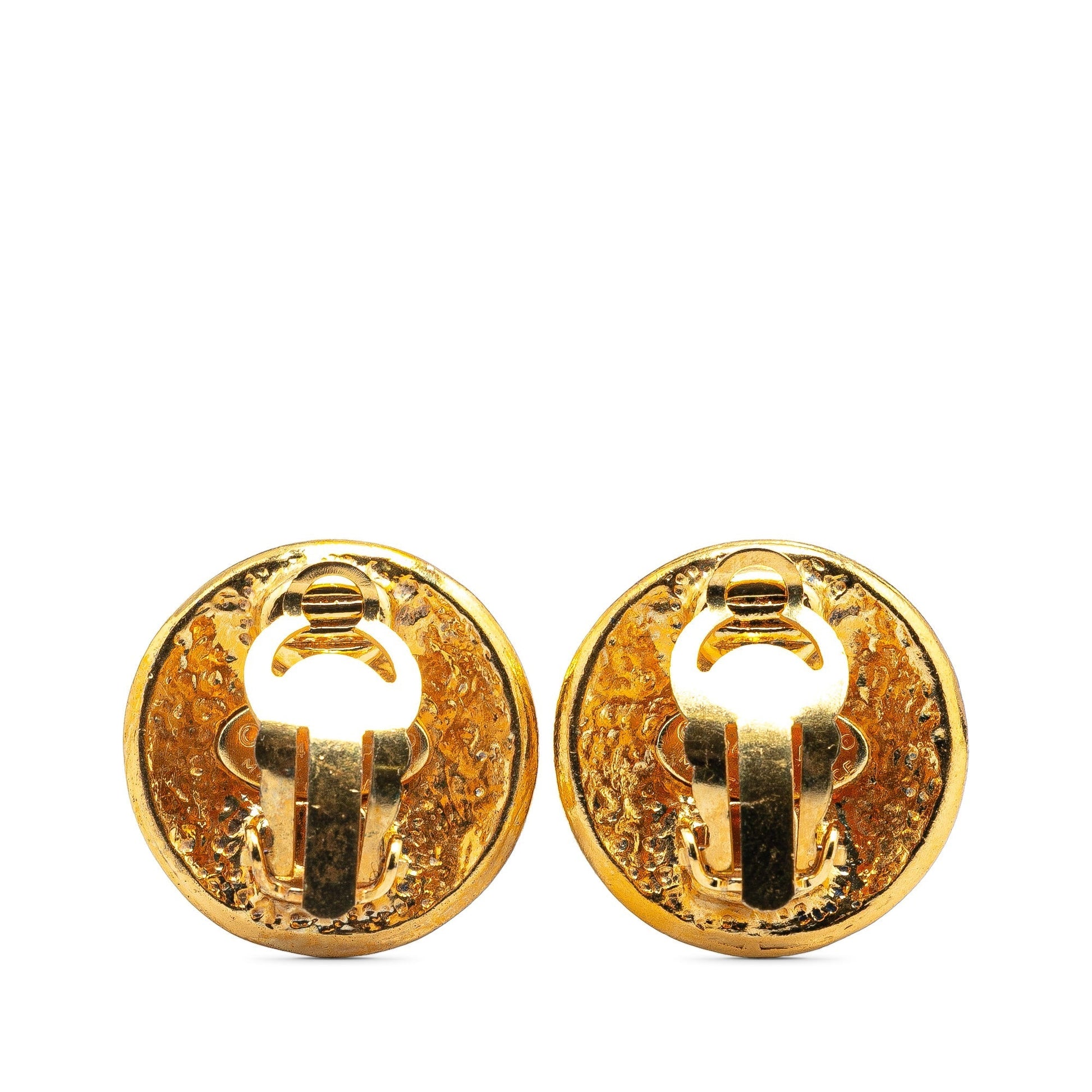 Gold Chanel Gold Plated CC Clip On Earrings