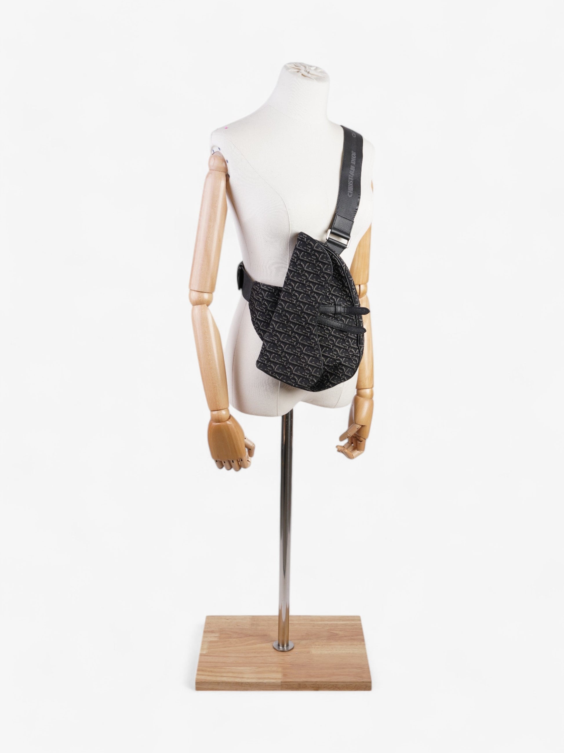 Dior Christian Saddle Bag Oblique Canvas Black Crossbody Bag