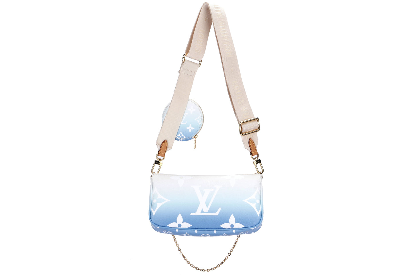 LOUIS VUITTON M57633 MULTI POCHETTE ACCESSORIES BLUE GIANT MONOGRAM CANVAS, WITH STRAP, CHAIN, DUST COVER & BOX