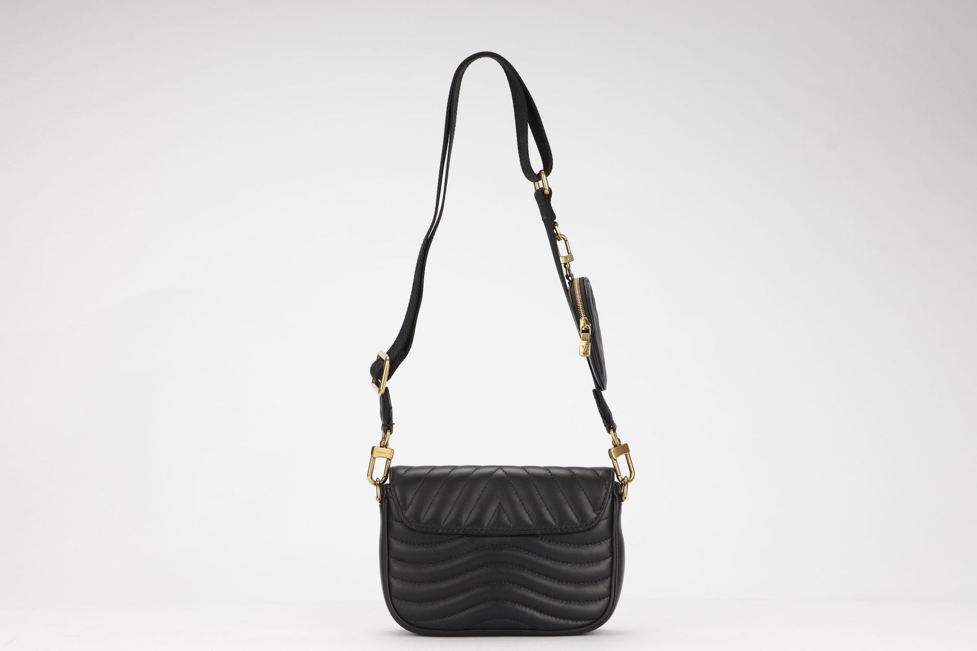 Louis Vuitton New Wave Multi Pochette (M56461) Noir Color, with Strap, Chain, Dust Cover & Box
