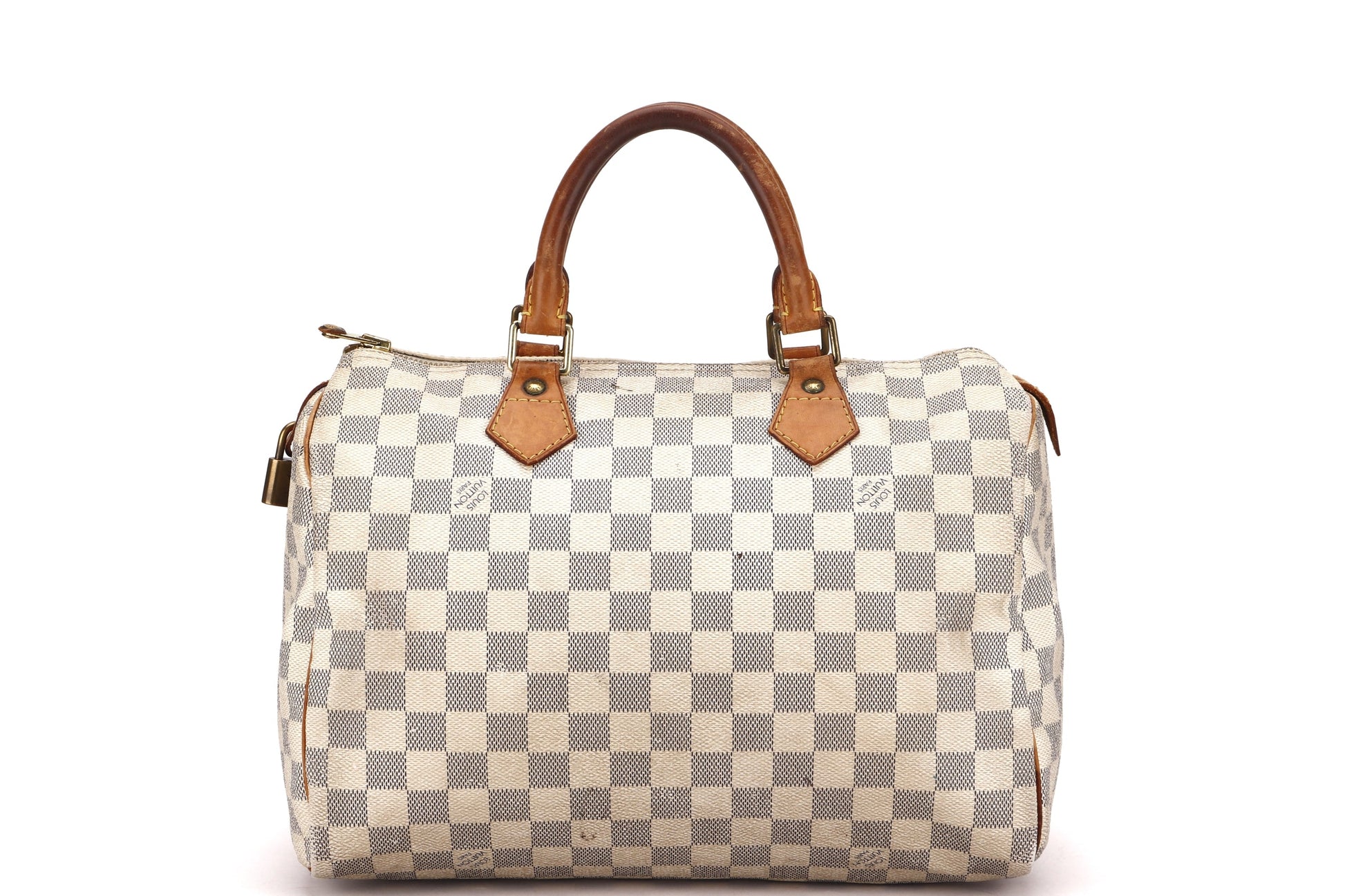 LOUIS VUITTON SPEEDY 30 (SP3130) DAMIER AZUR CANVAS GOLD HARDWARE, WITH LOCK, NO KEYS & DUST COVER