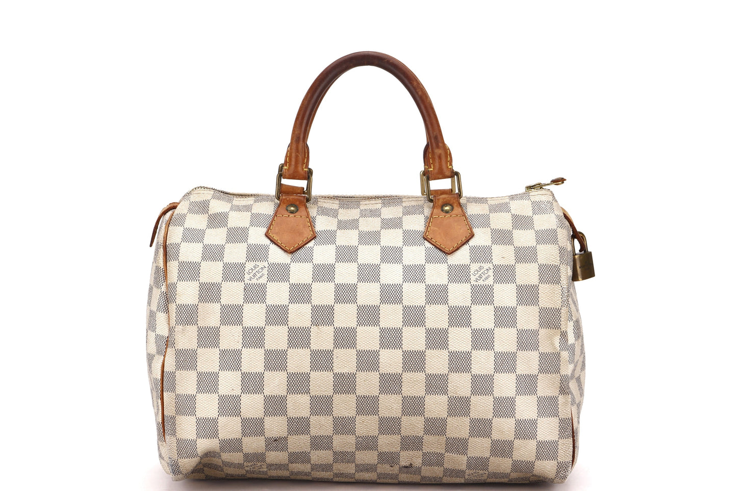 LOUIS VUITTON SPEEDY 30 (SP3130) DAMIER AZUR CANVAS GOLD HARDWARE, WITH LOCK, NO KEYS & DUST COVER