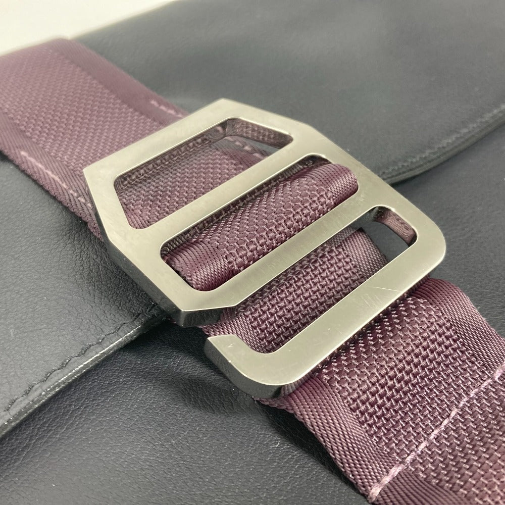 Hermes Clutch Bag City Slide Mens Leather Navy Shoes