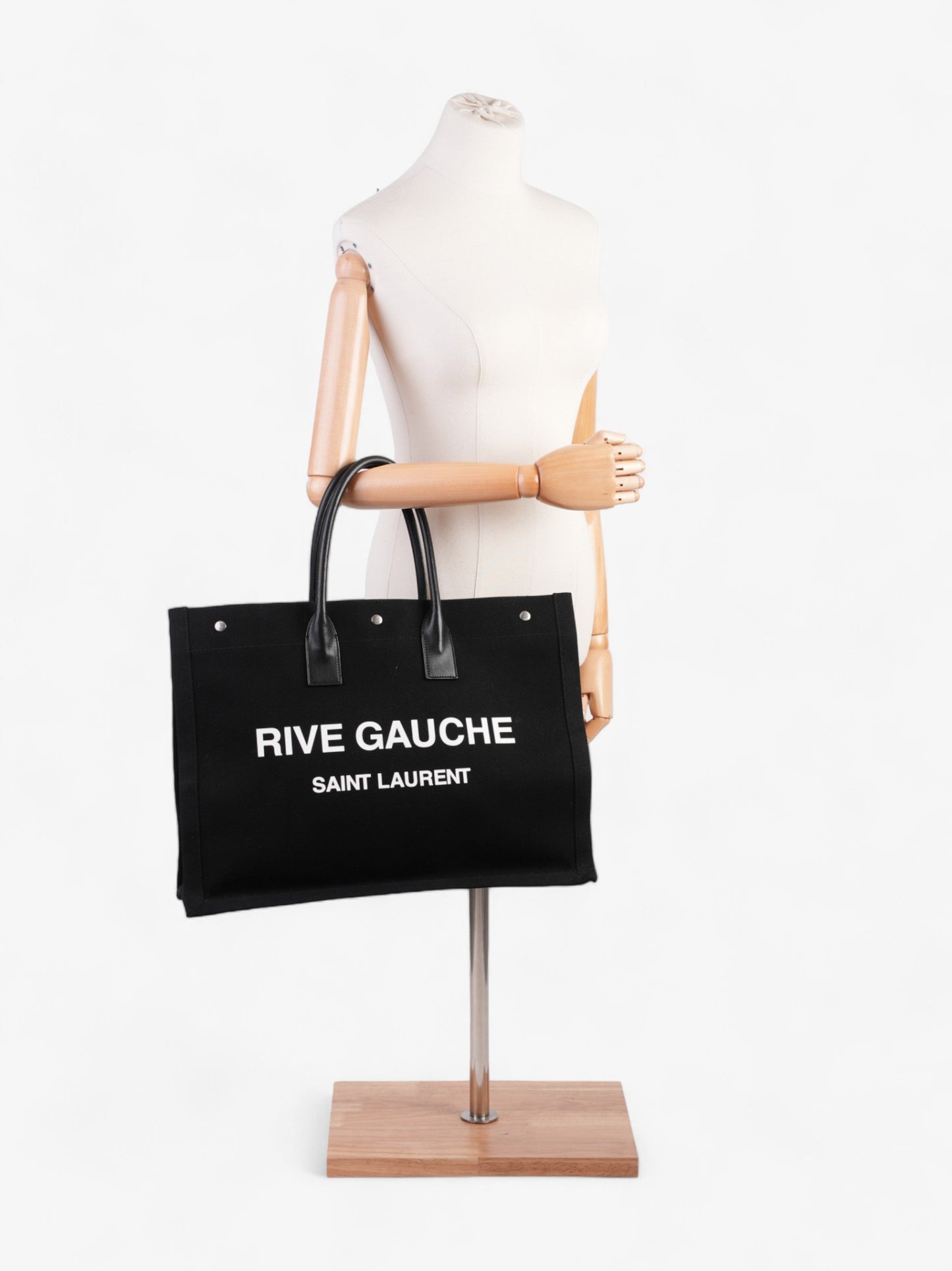 YSL Saint Laurent Rive Gauche Tote Canvas Black Large Tote Bag