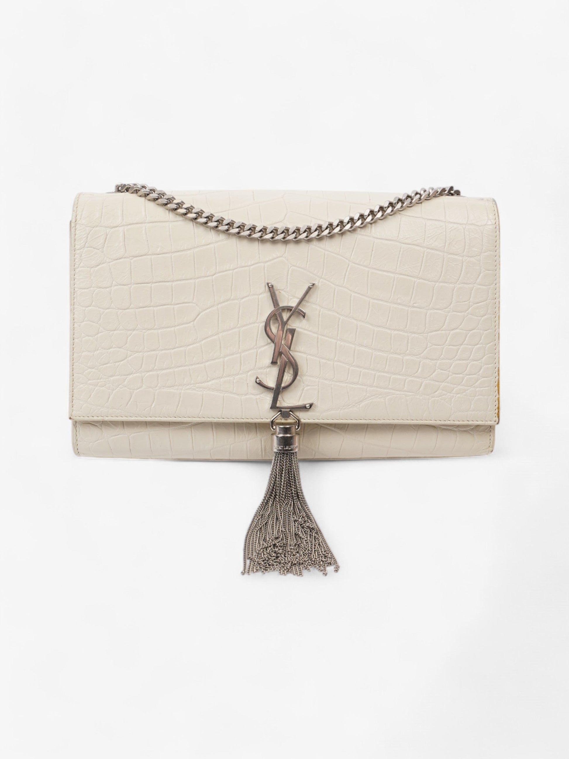 YSL Saint Laurent Kate Tassel Bag Leather White Medium Crossbody Bag