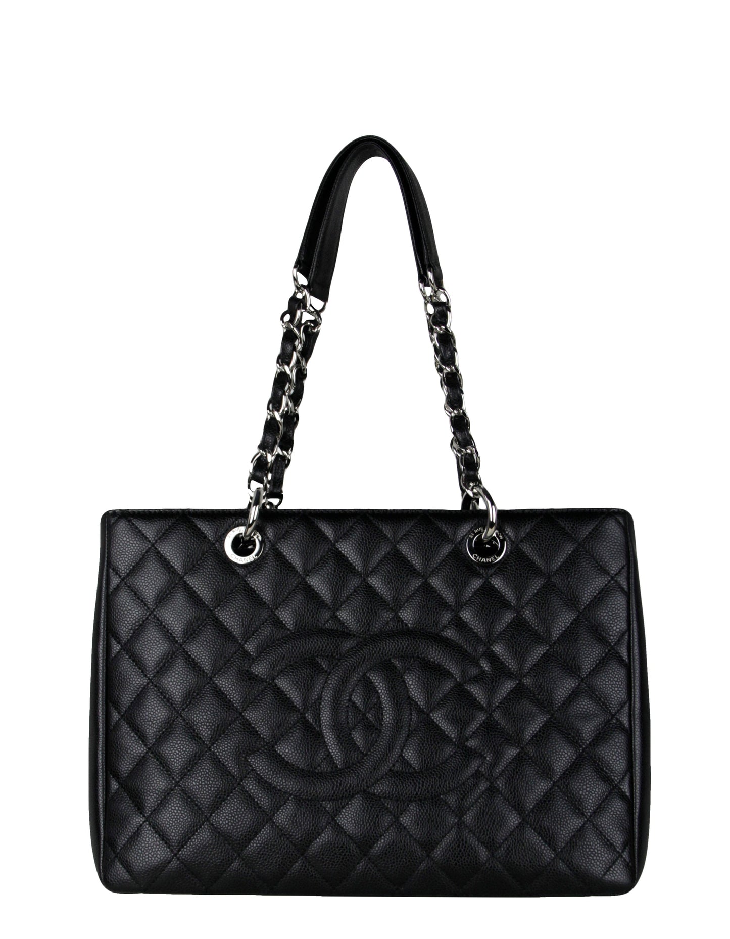 Chanel Black Caviar Leather Quilted Grand Shopper Gst Women Shoes