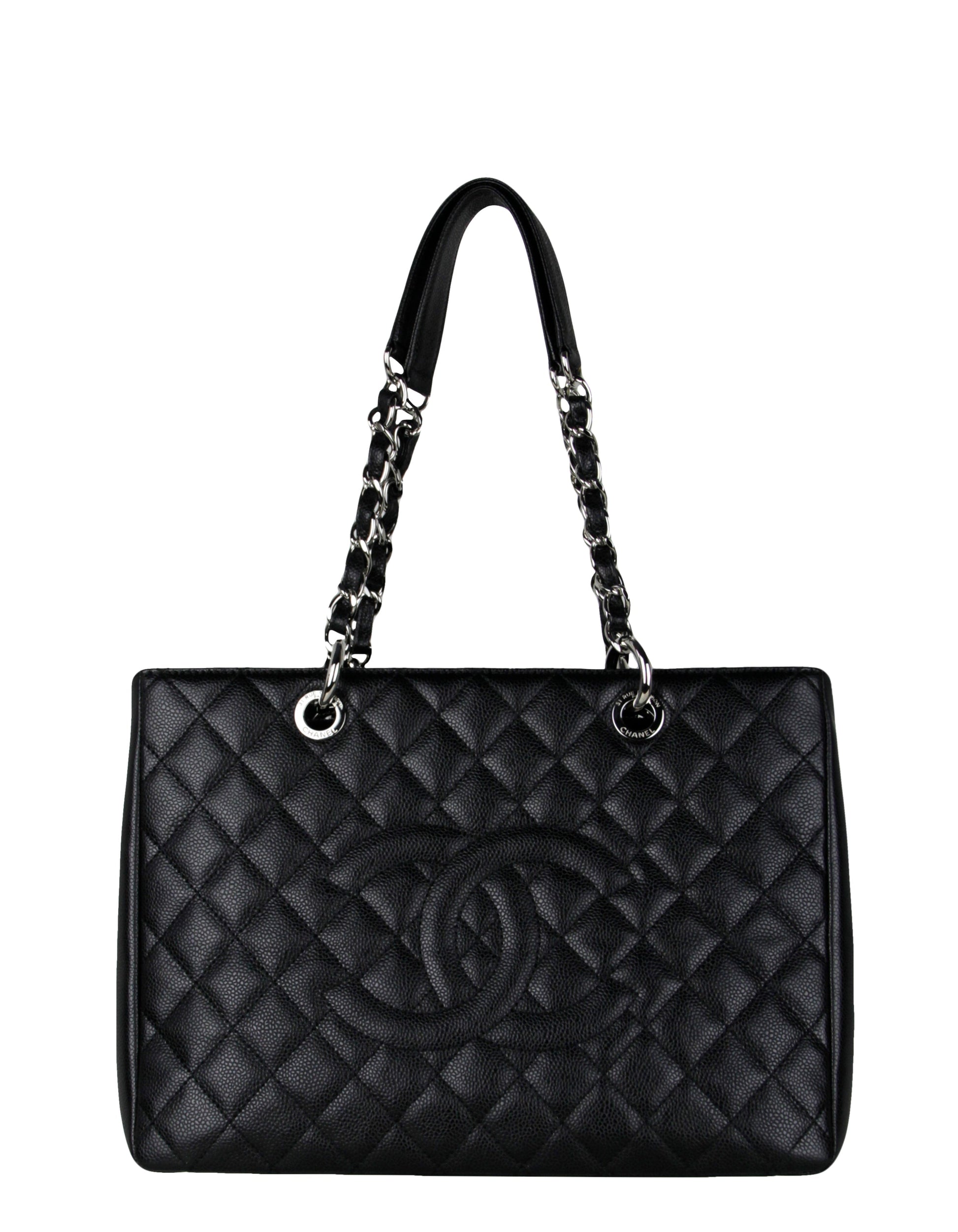 Chanel Black Caviar Leather Quilted Grand Shopper Gst Women Shoes