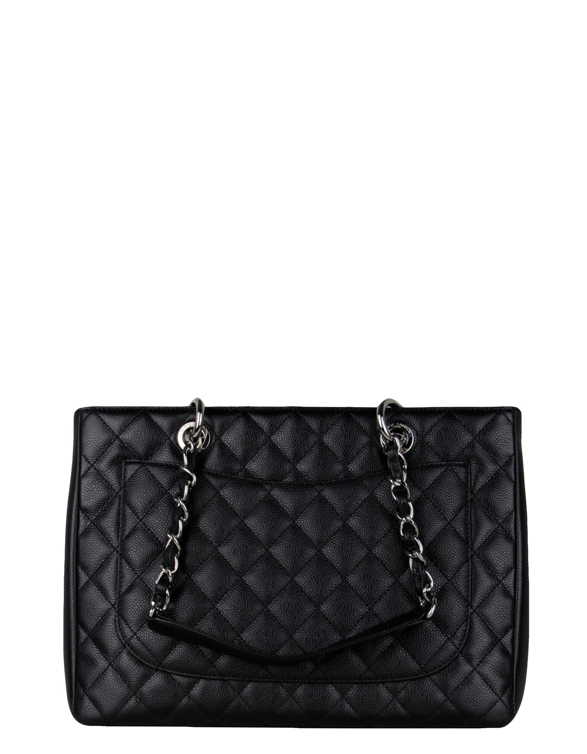 Chanel Black Caviar Leather Quilted Grand Shopper Gst Women Shoes