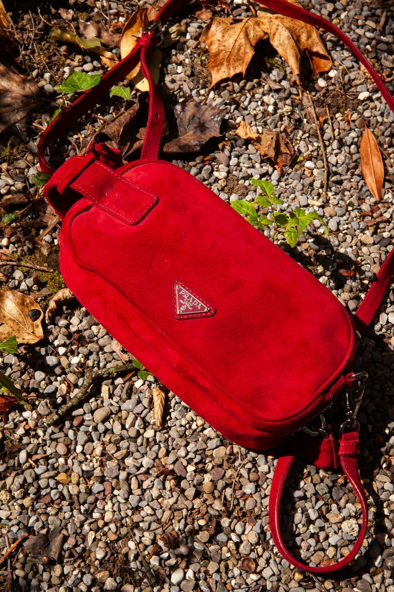 Prada Crossbody Bag Rubinred Suede