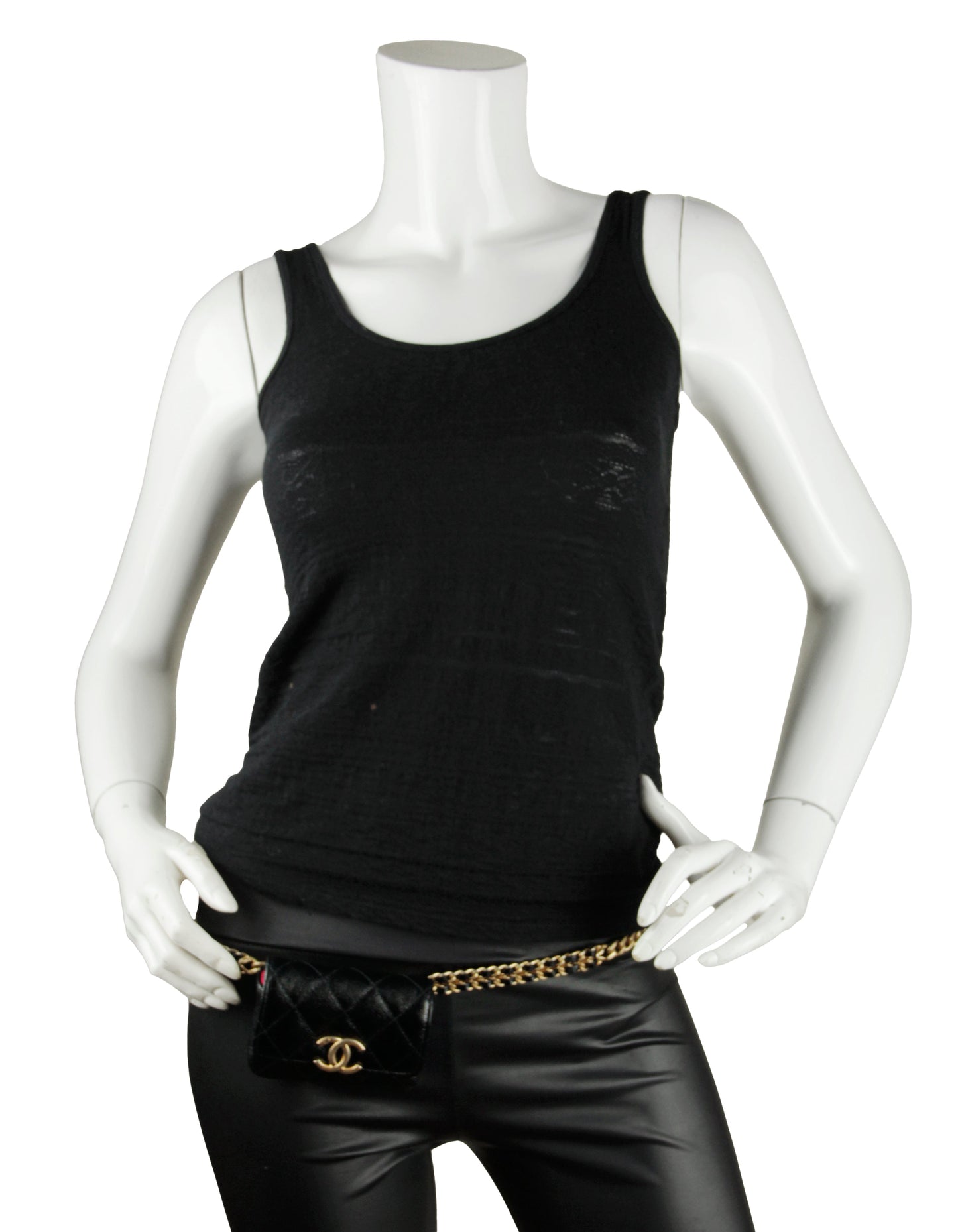 Chanel Black & Gold Caviar Leather Mini Melody Belt Bag Card Holder