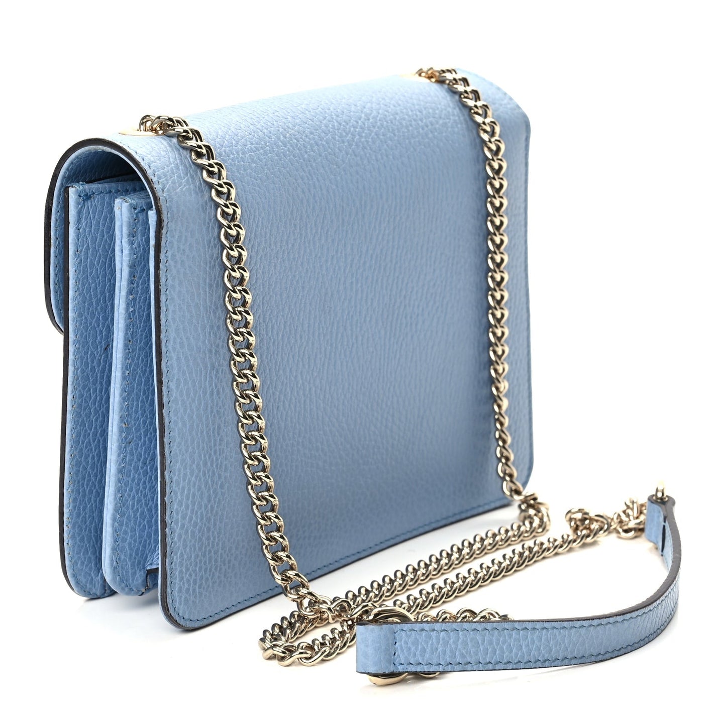 Gucci Dollar Calfskin Small Interlocking G Shoulder Bag Mineral Blue