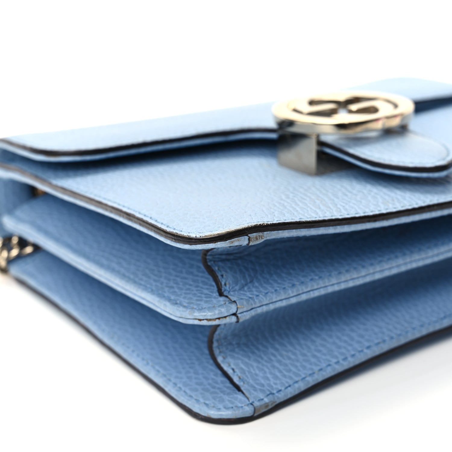 Gucci Dollar Calfskin Small Interlocking G Shoulder Bag Mineral Blue