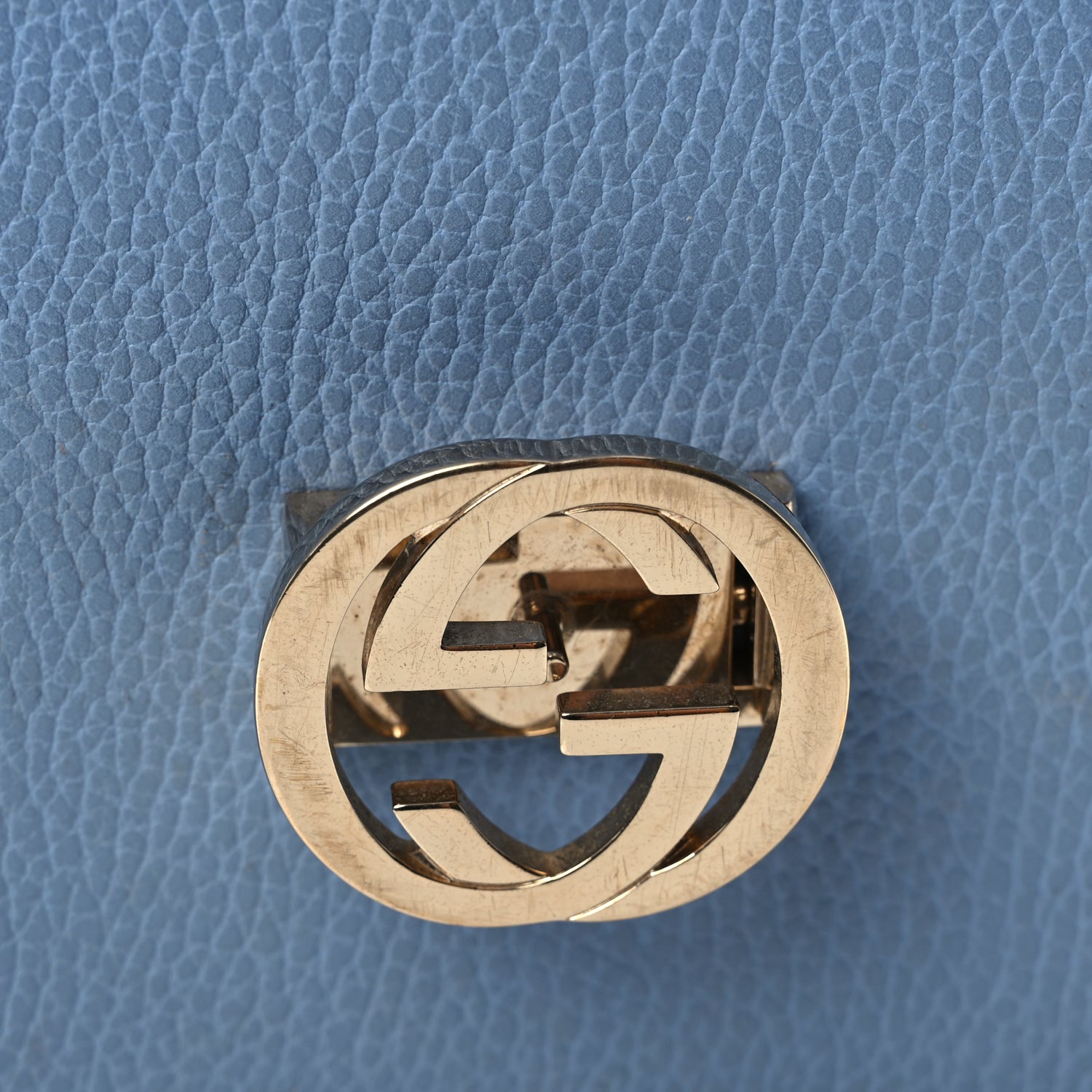 Gucci Dollar Calfskin Small Interlocking G Shoulder Bag Mineral Blue