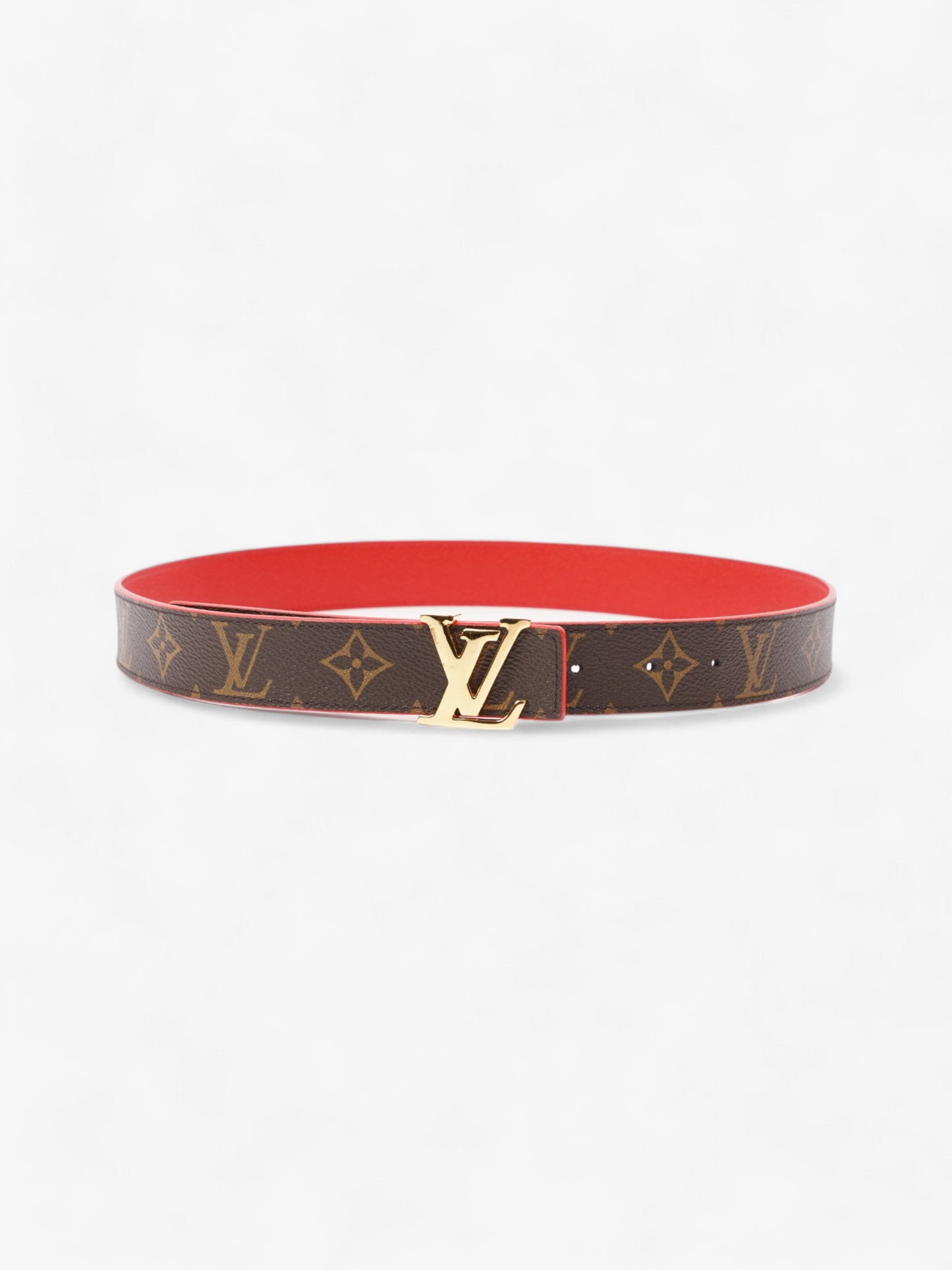 Louis Vuitton Initials Reversible Belt Coated 80cm Monogram Canvas Coated Canvas Red Apparel