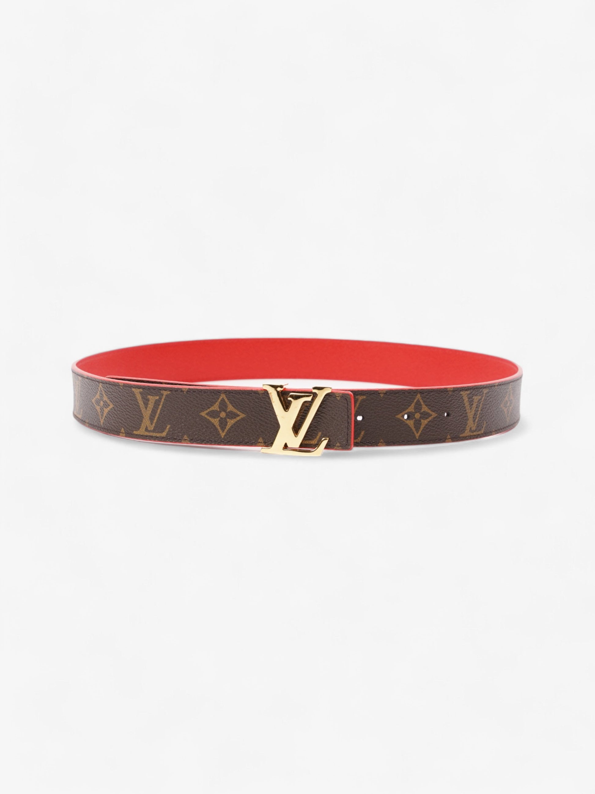 Louis Vuitton Initials Reversible Belt Coated 80cm Monogram Canvas Coated Canvas Red Apparel