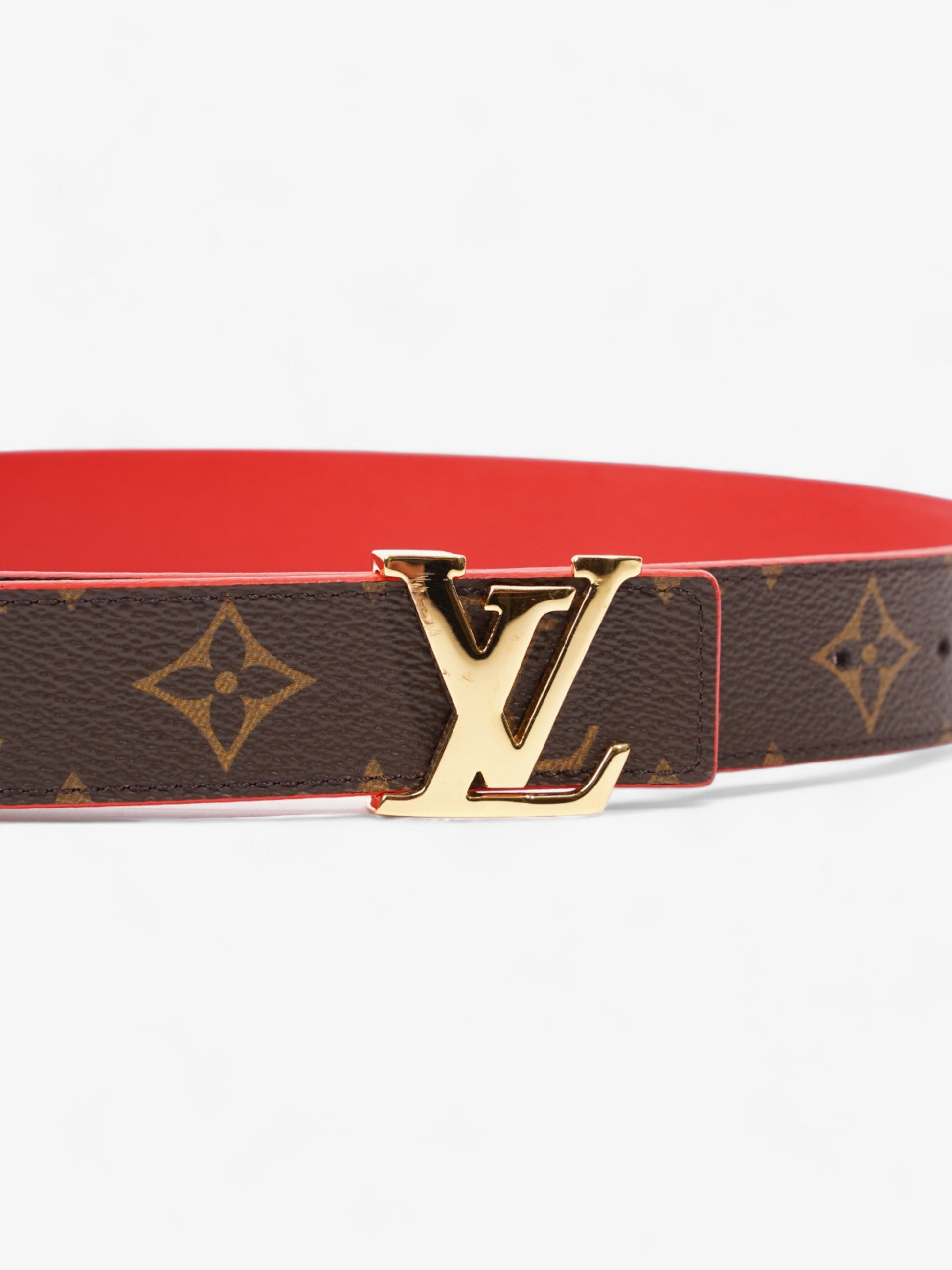 Louis Vuitton Initials Reversible Belt Coated 80cm Monogram Canvas Coated Canvas Red Apparel