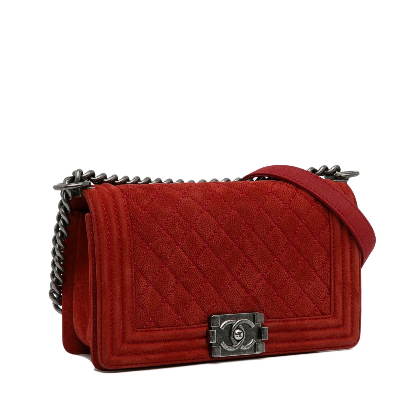 Red Chanel Medium Caviar Boy Flap Bag