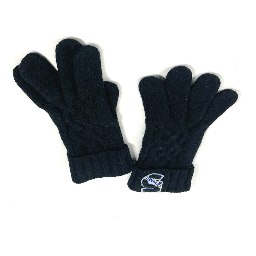 Chanel gloves cashmere NO5 logo gloves Black Handbag