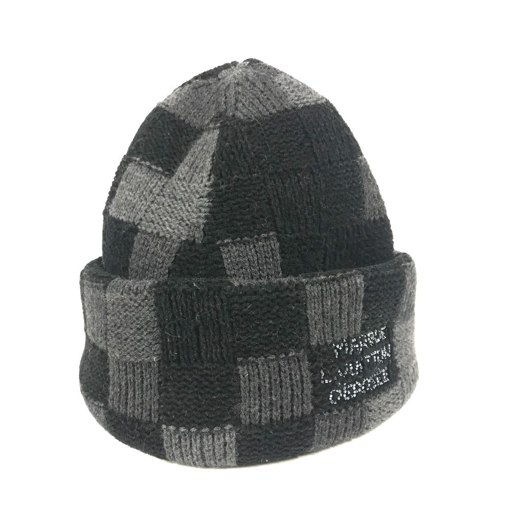 Louis Vuitton Knit M5029A Crash Damoflage Beanie Wool Black Apparel