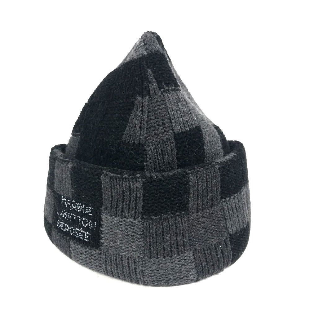 Louis Vuitton Knit M5029A Crash Damoflage Beanie Wool Black Apparel