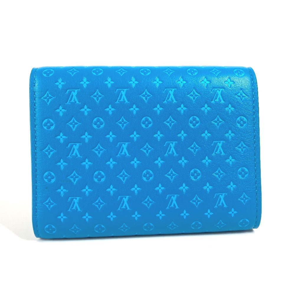 Louis Vuitton Trifold M82314 Nanogram Portefeuille Victorine Leather Blue Wallet Case