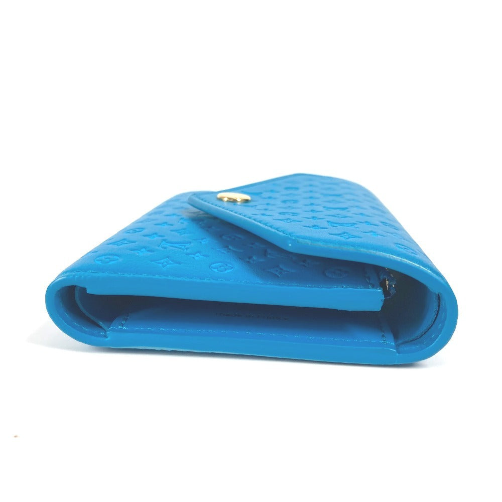 Louis Vuitton Trifold M82314 Nanogram Portefeuille Victorine Leather Blue Wallet Case
