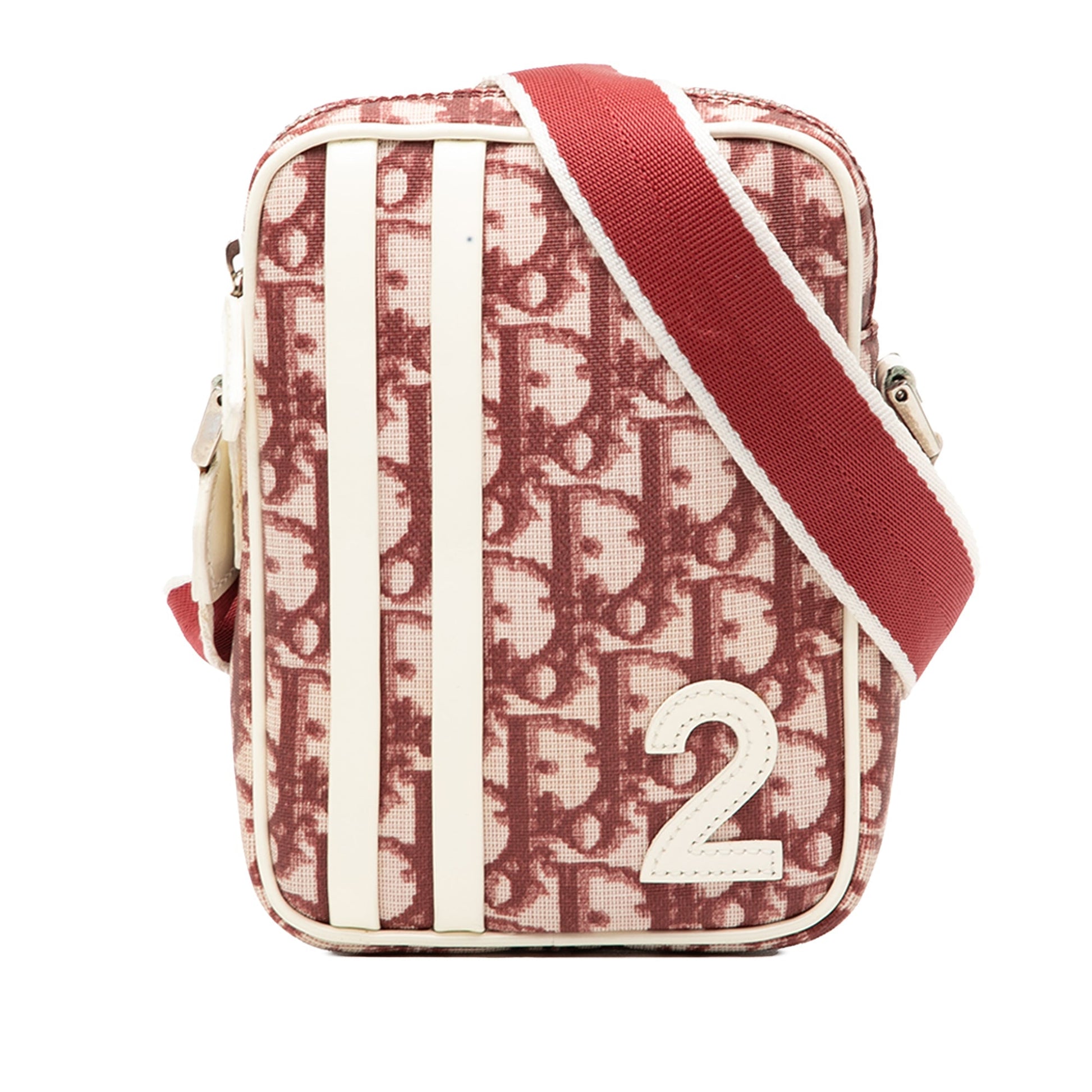 Dior Handbag Oblique Trotter Coated No.2 Crossbody Canvas Red Crossbody Bag