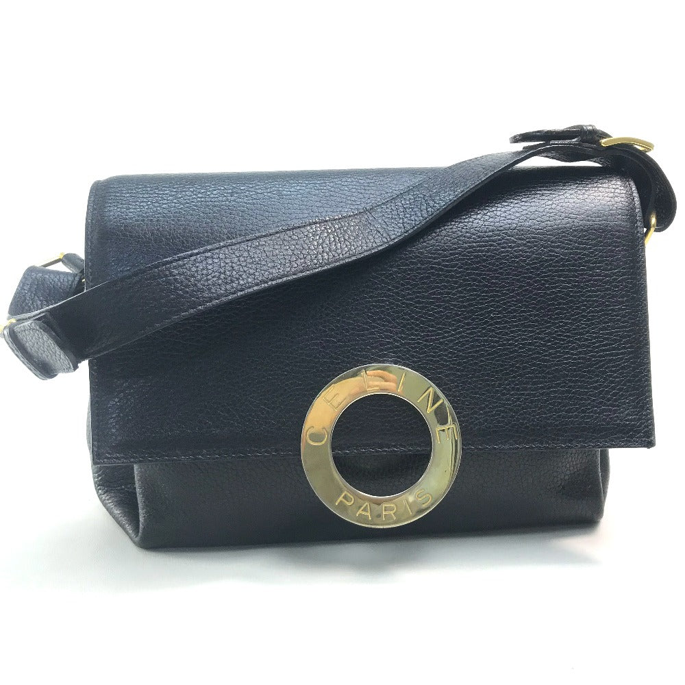 X Metal Circle Logo Women Leather Black Travel Bag