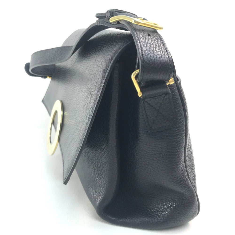 X Metal Circle Logo Women Leather Black Travel Bag