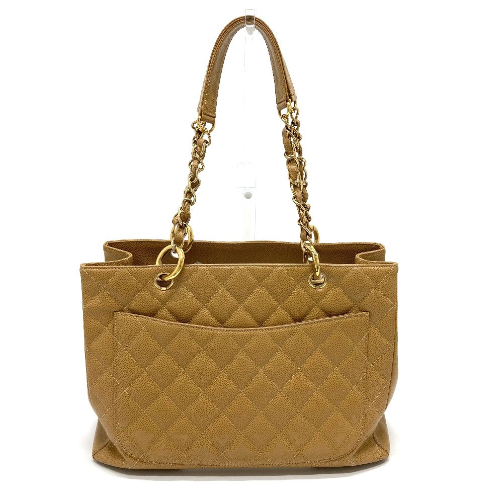 Chanel Caviar skin CC COCO Mark Matrasse Beige Tote Bag