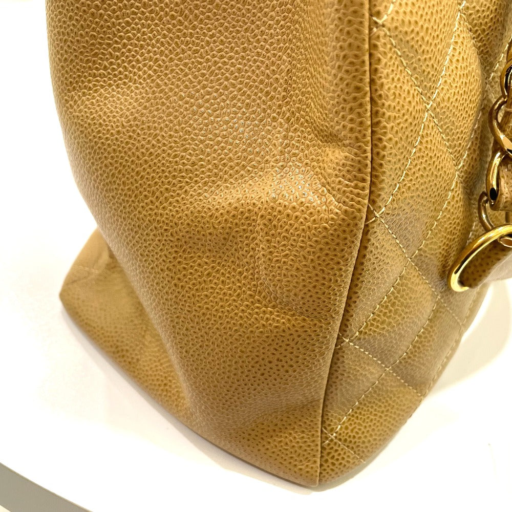 Chanel Caviar skin CC COCO Mark Matrasse Beige Tote Bag