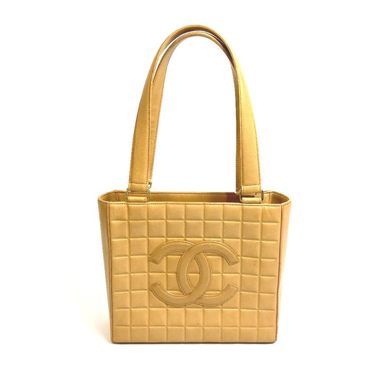 Chanel Calfskin CCCOCO Mark Chocolate bar Beige Tote Bag