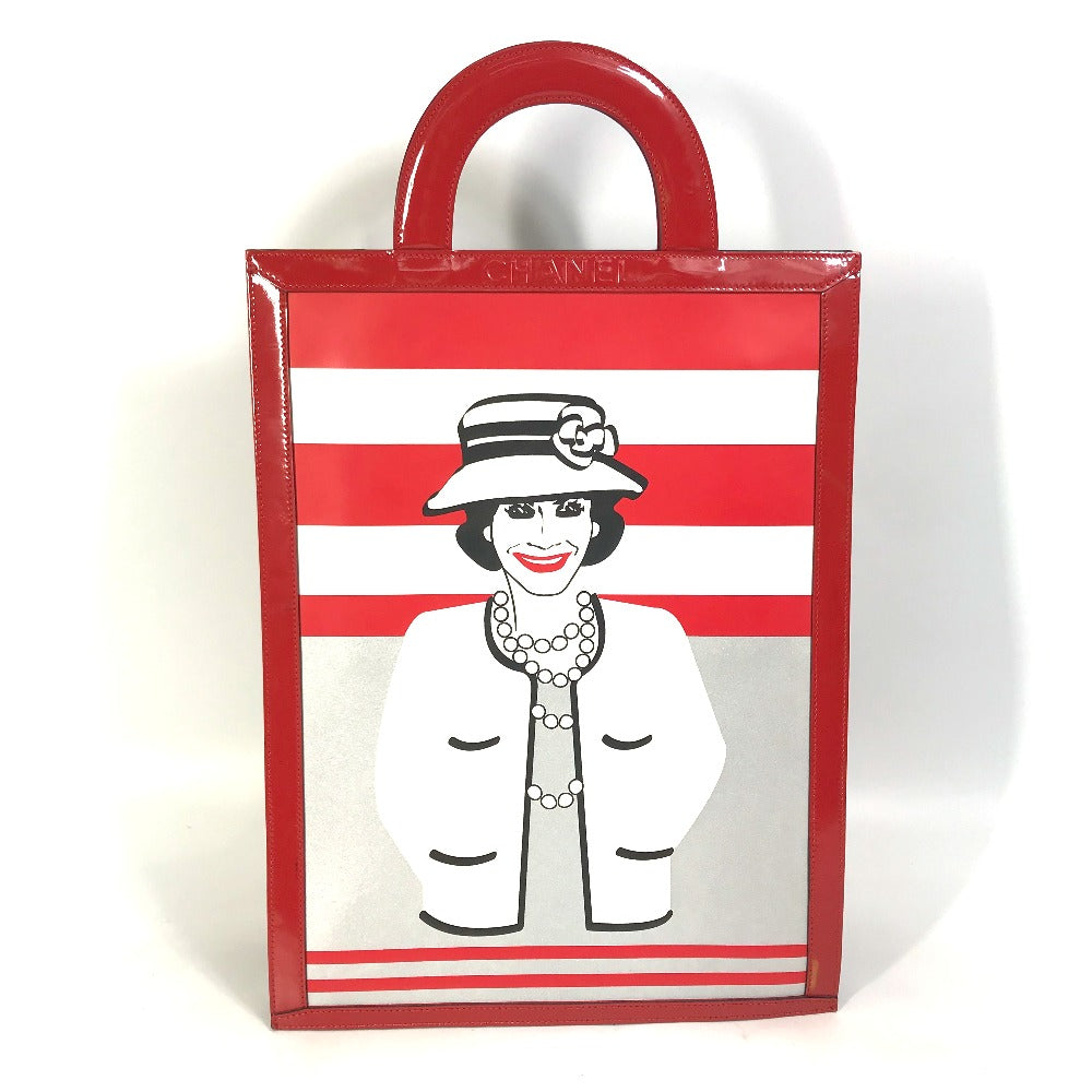 Chanel Patent Chocolate bar vertical Mademoiselle Red Leather Tote Bag
