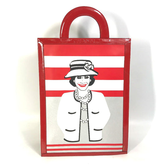 Chanel Patent Chocolate bar vertical Mademoiselle Red Leather Tote Bag