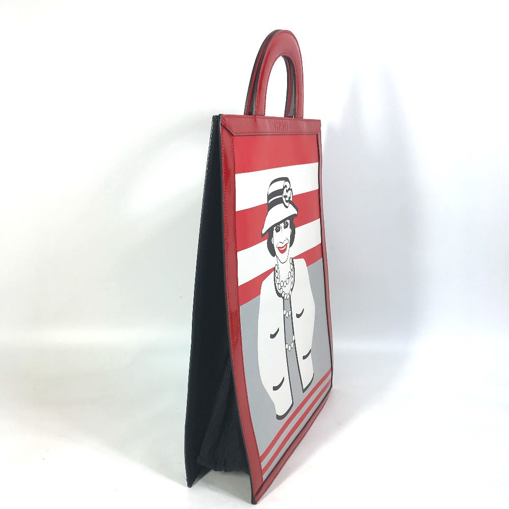 Chanel Patent Chocolate bar vertical Mademoiselle Red Leather Tote Bag