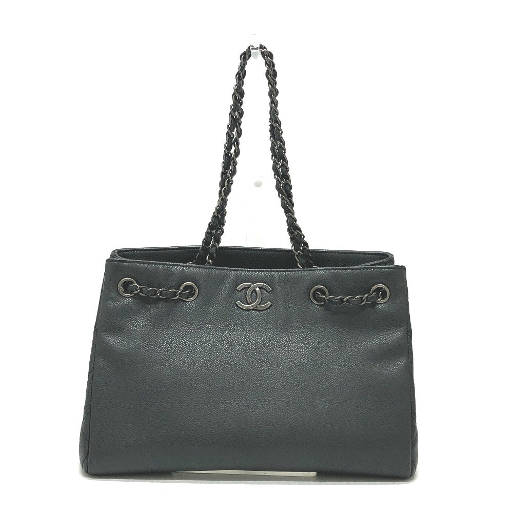 Chanel Caviar skin CC COCO Mark Gray Shoulder Bag