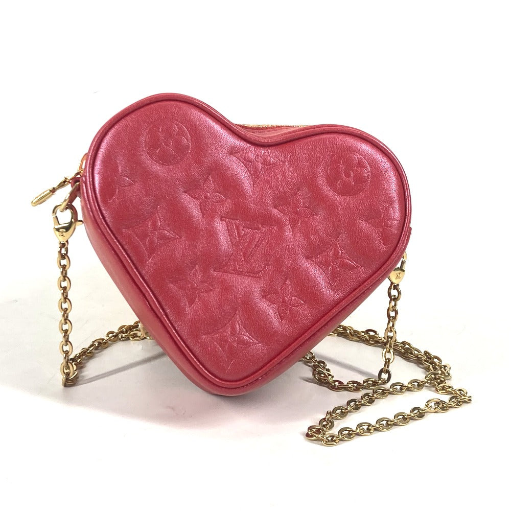 Louis Vuitton M80837 Heart on Monogram Leather Red Chain Shoulder Bag