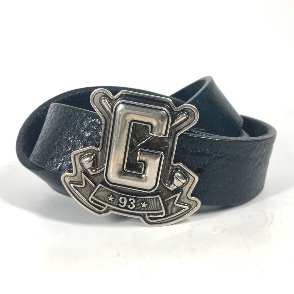 Gucci G buckle 85 Leather Black Logo Belt