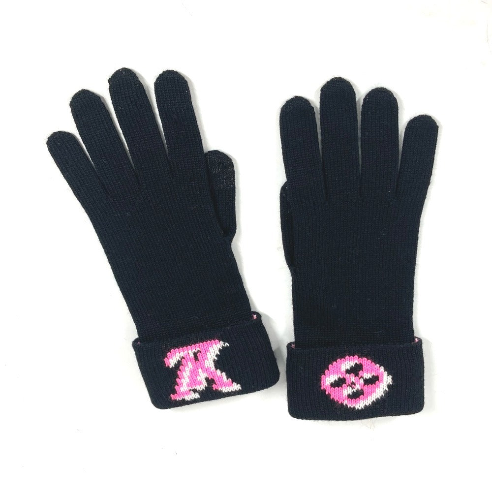 Louis Vuitton gloves M76451 Gon 3D Gloves Monogram Wool Black Logo Apparel