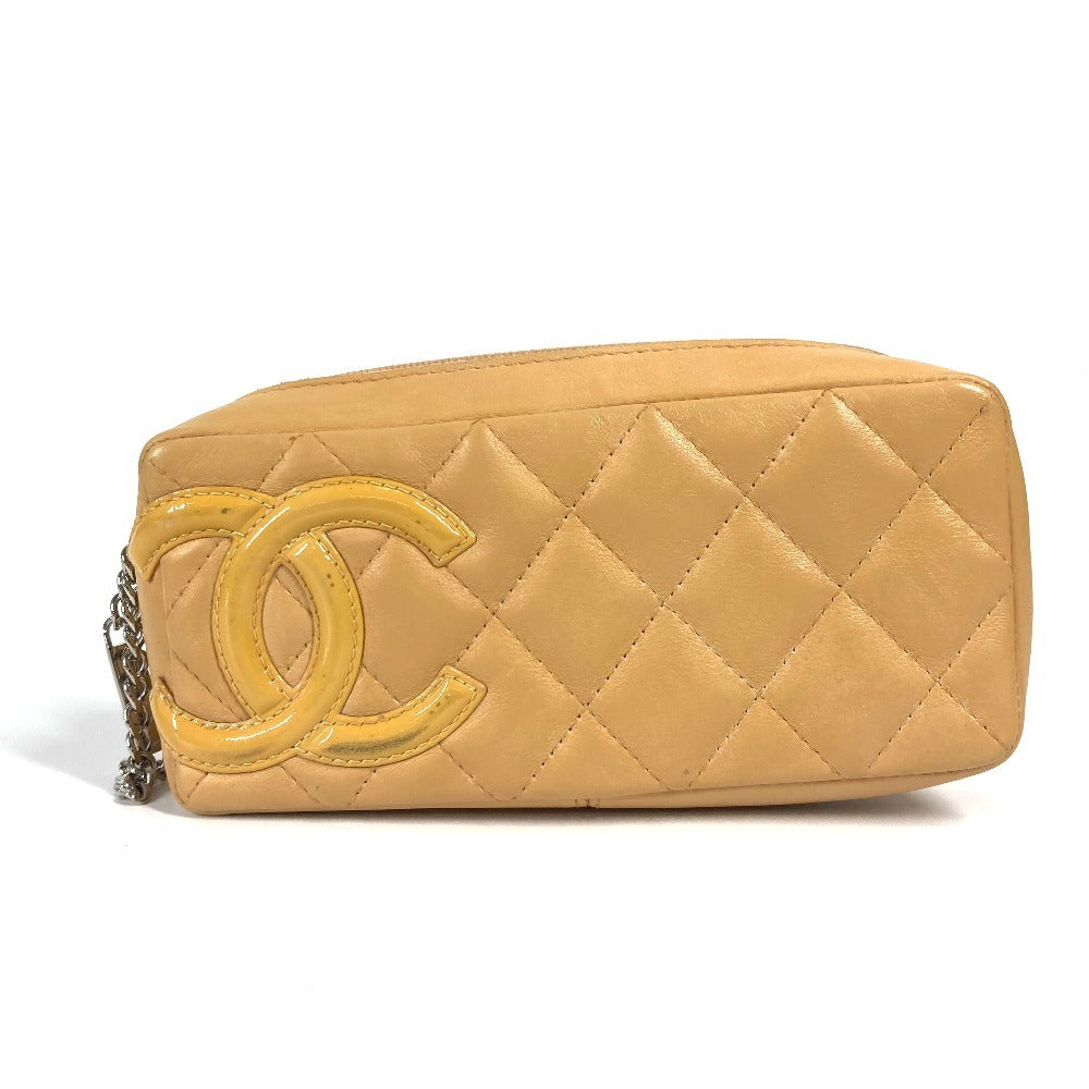 Chanel Cambon line CC COCO Mark Beige Leather Handbag