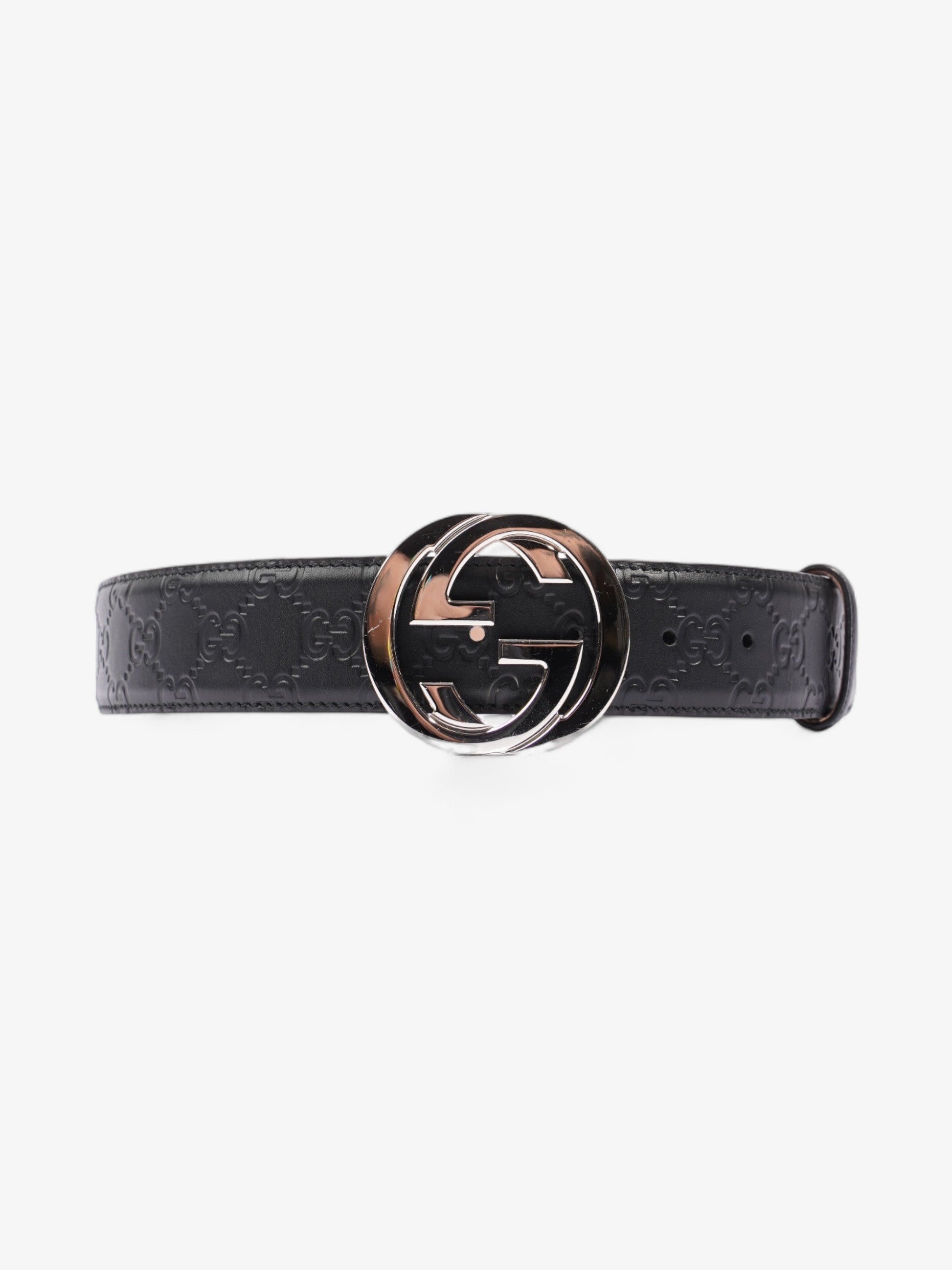 Gucci Blondie Wide Belt Handbag Leather Black Accessory 80Cm 32