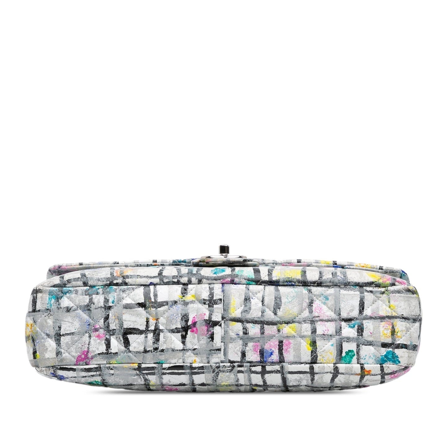 White Chanel Medium Calfskin Hand Painted Graffiti Flap Crossbody Bag
