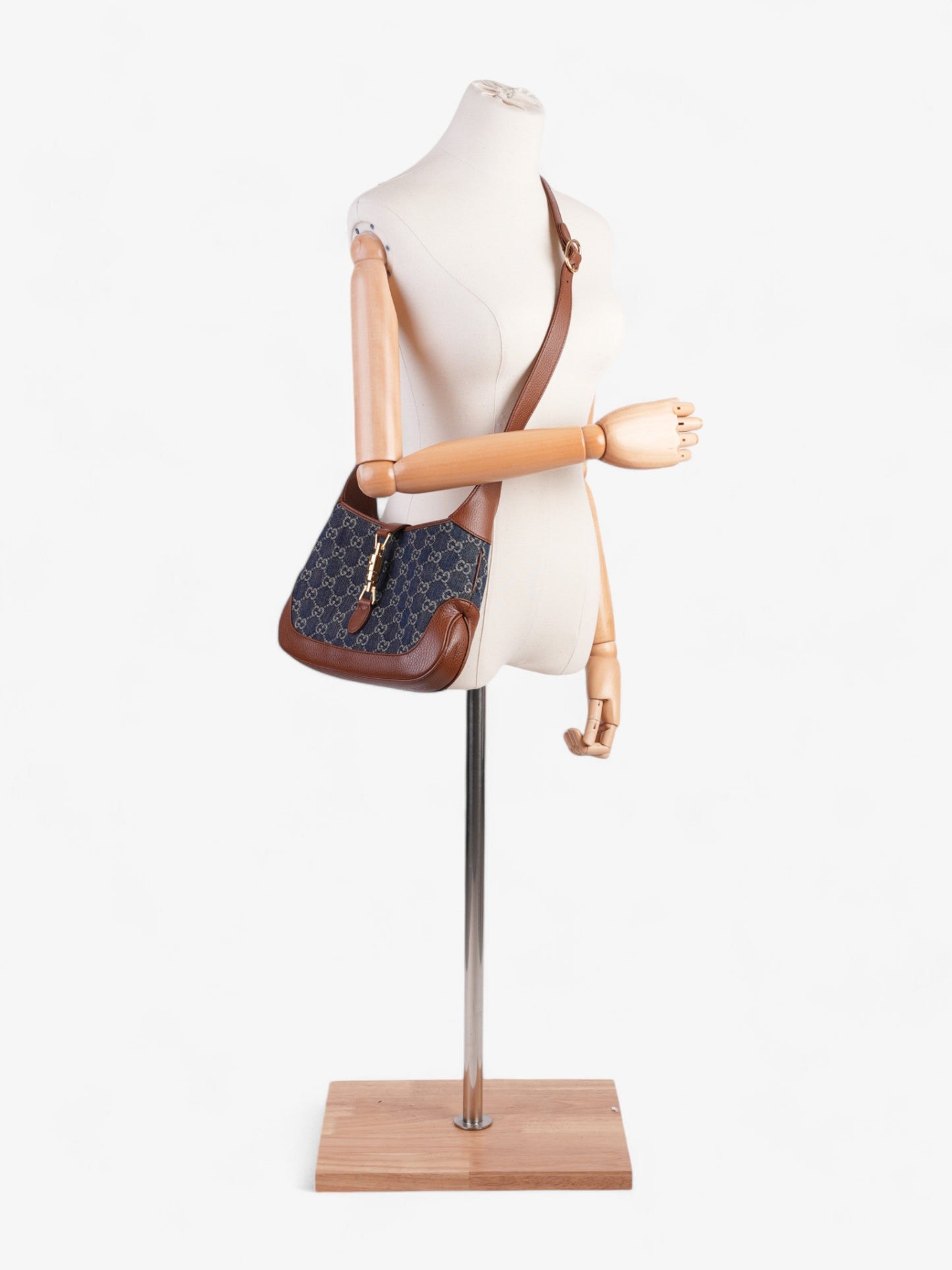 Gucci Jackie Shoulder Bag Denim Brown