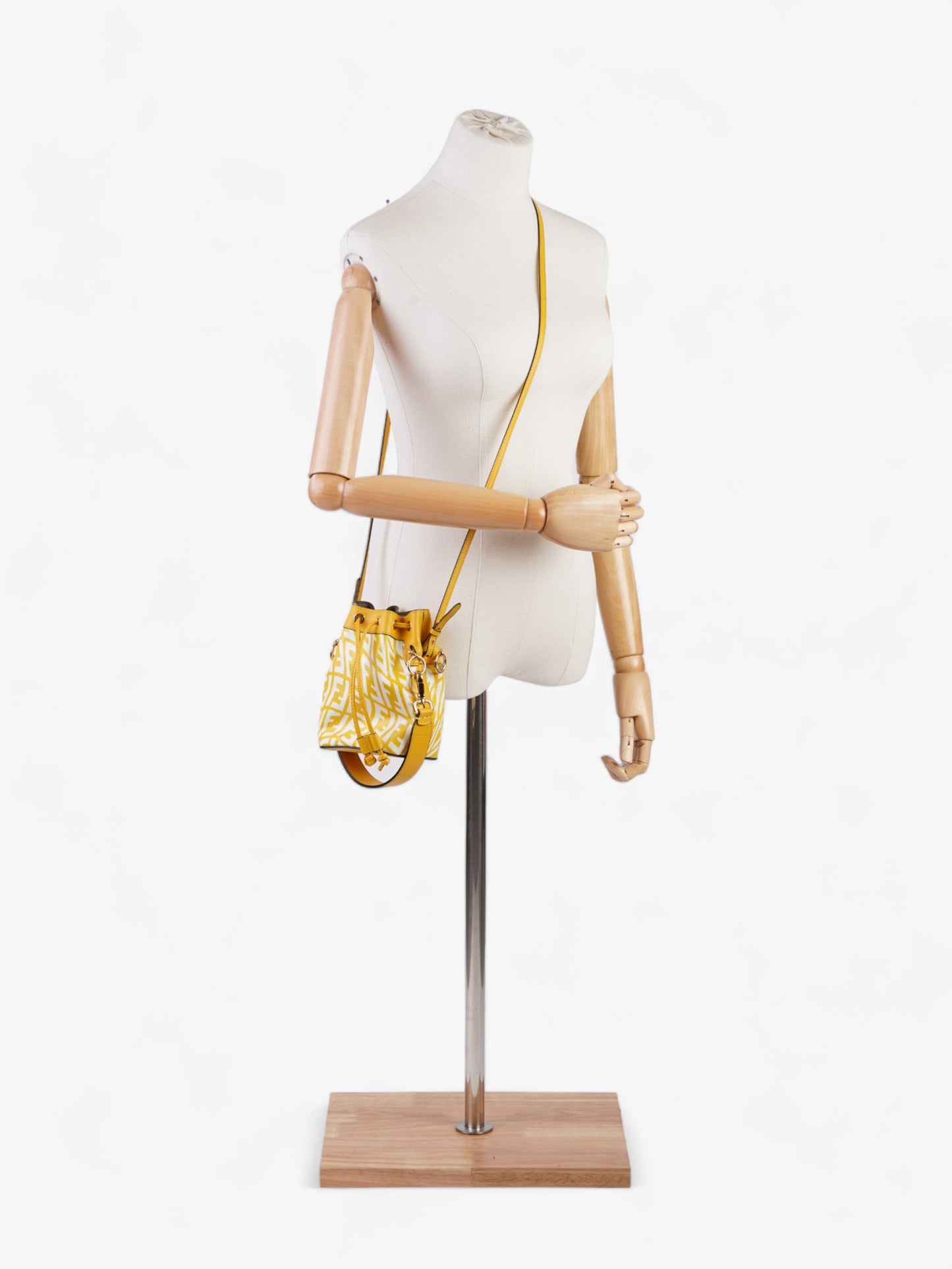 Fendi Mon Tresor Ff Vertigo Bag Canvas Yellow Mini Bucket Bag